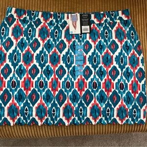 Jones New York Women's Blue and Red Patterned Pencil Skirt